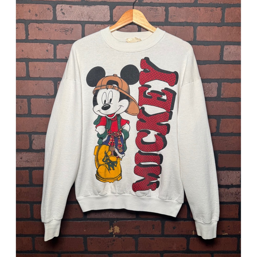 Mickey‎ Mouse Jerry Leigh Crewneck Sweatshirt White Vintage 90's Mens Casual